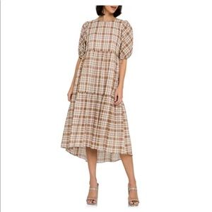 English Factory check print midi dress